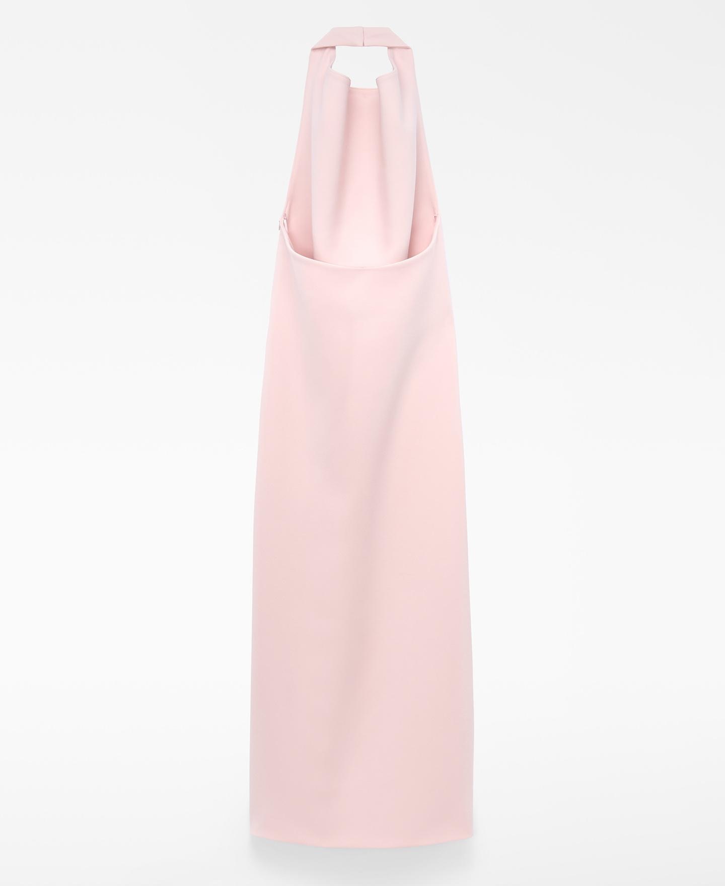 Vestido Comprido de Corte a Direito com Gola Halter Rosa-6