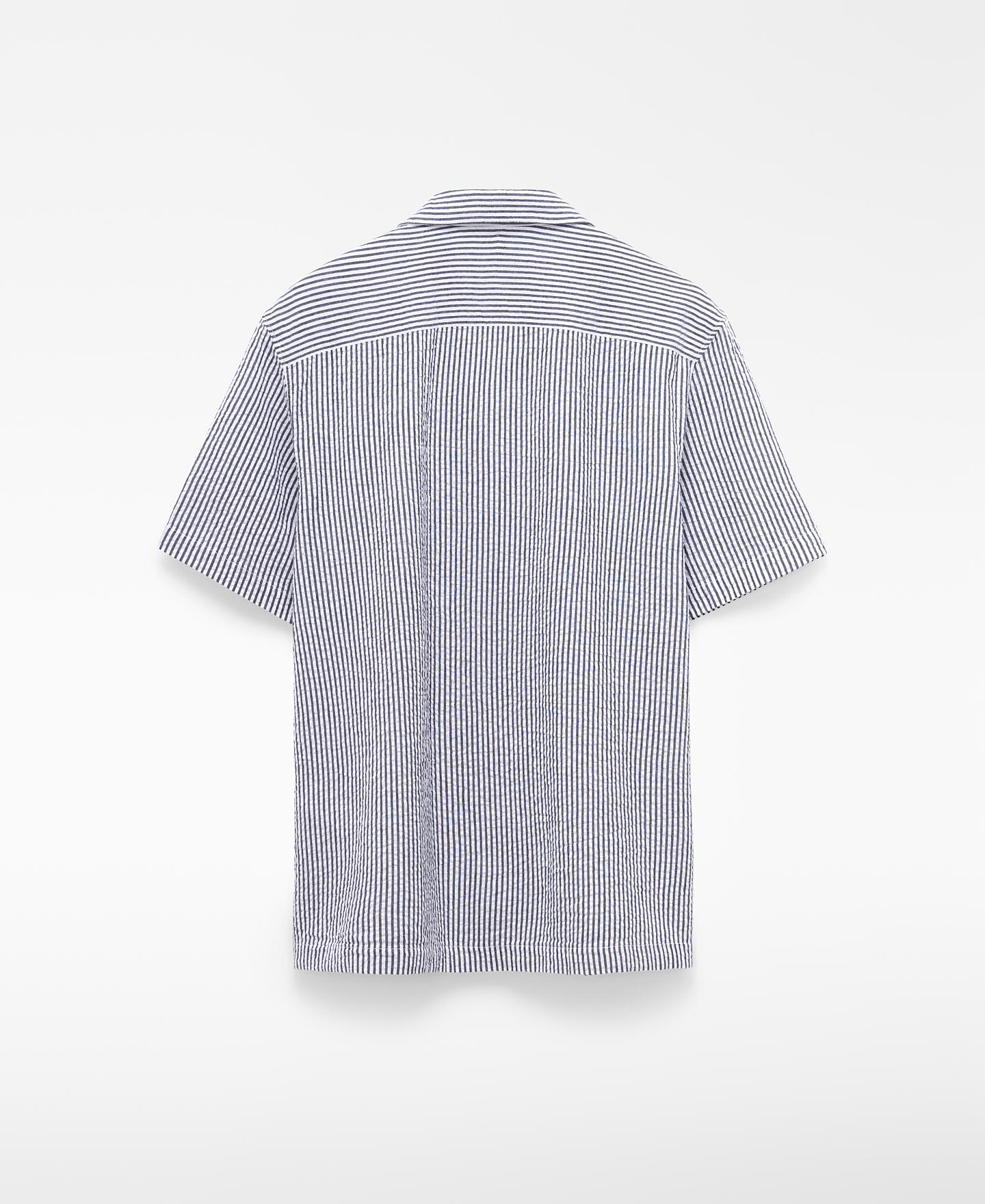 Camisa de Manga Curta e Às Riscas Cinzento / Branco-2