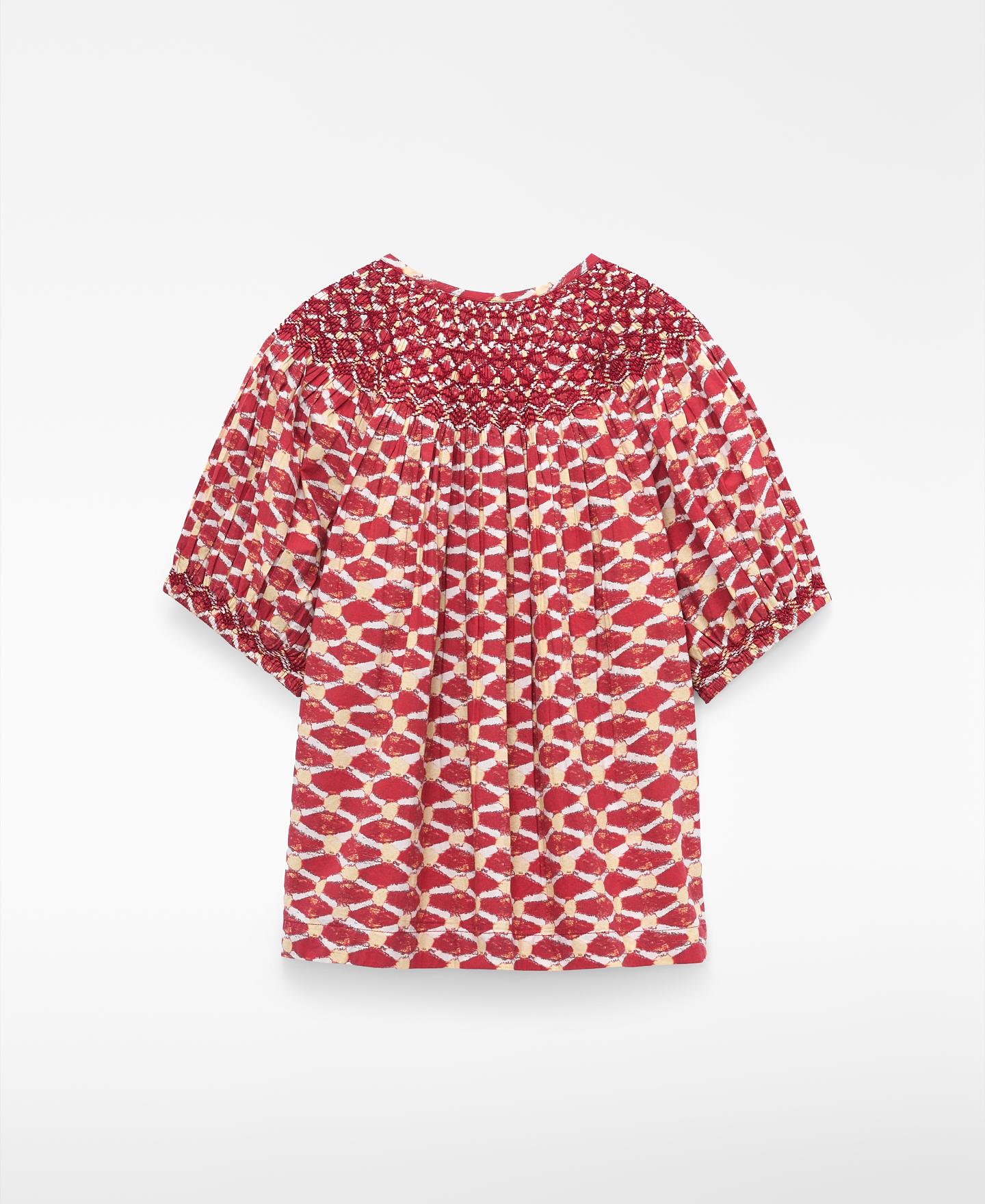 Blusa de Manga Curta com Decote em V Vermelho-6