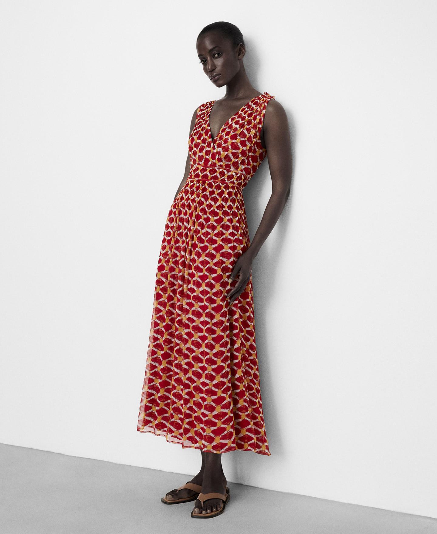 Imagem 0 de Vestido Midi Plissado Estampado