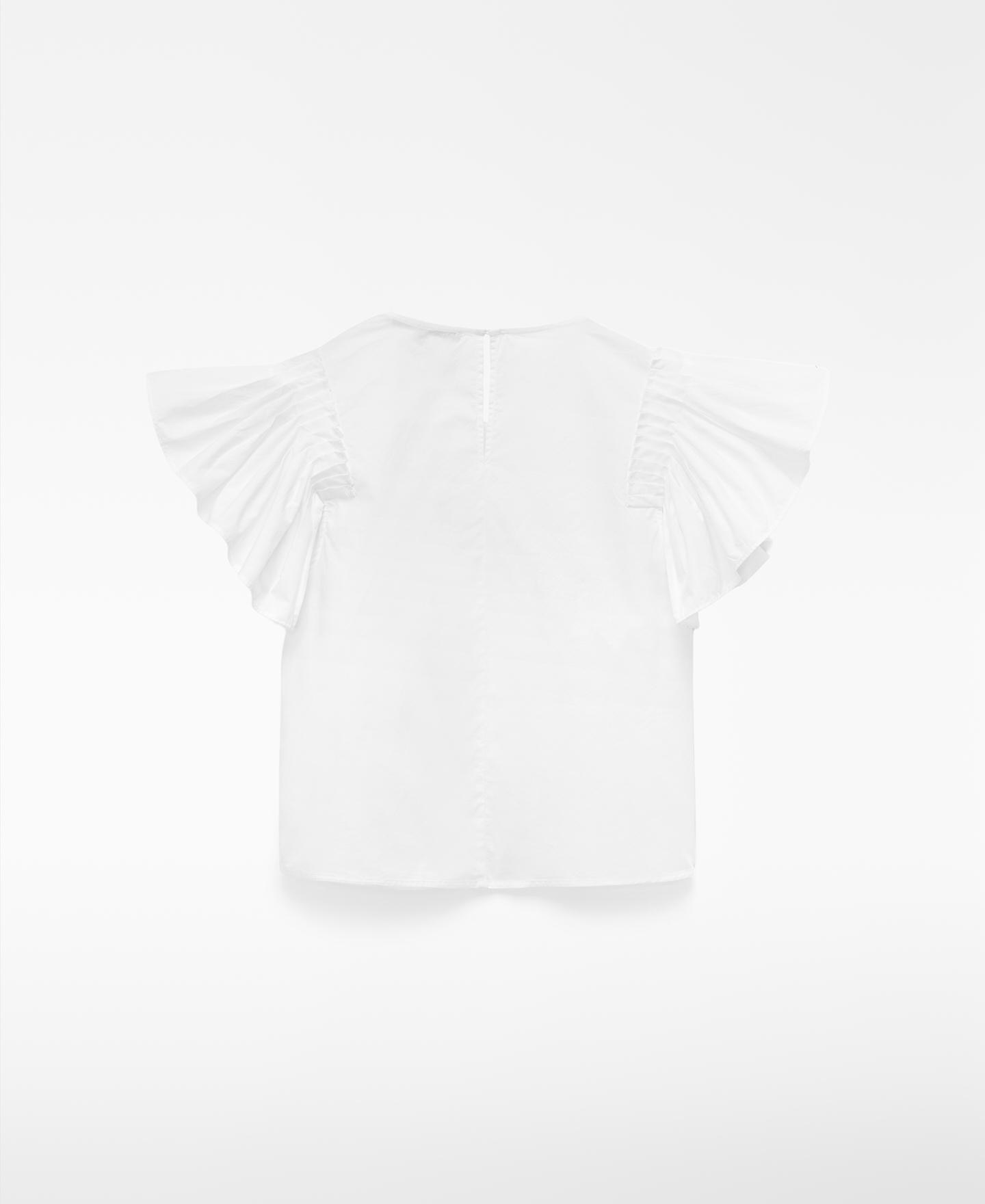 Crop Top de Algodão com Folhos Branco-2