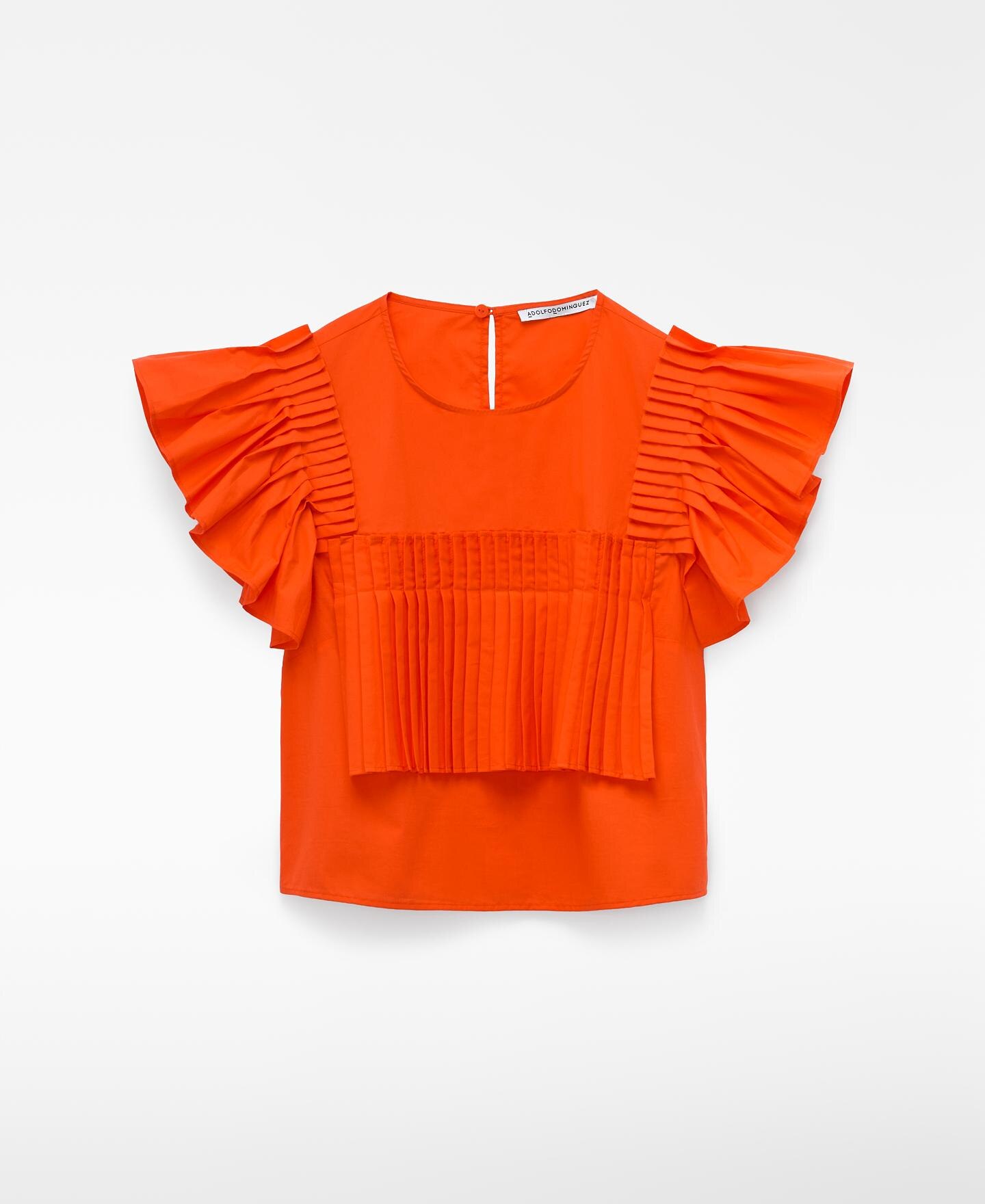 Crop Top de Algodão com Folhos Vermelho-5