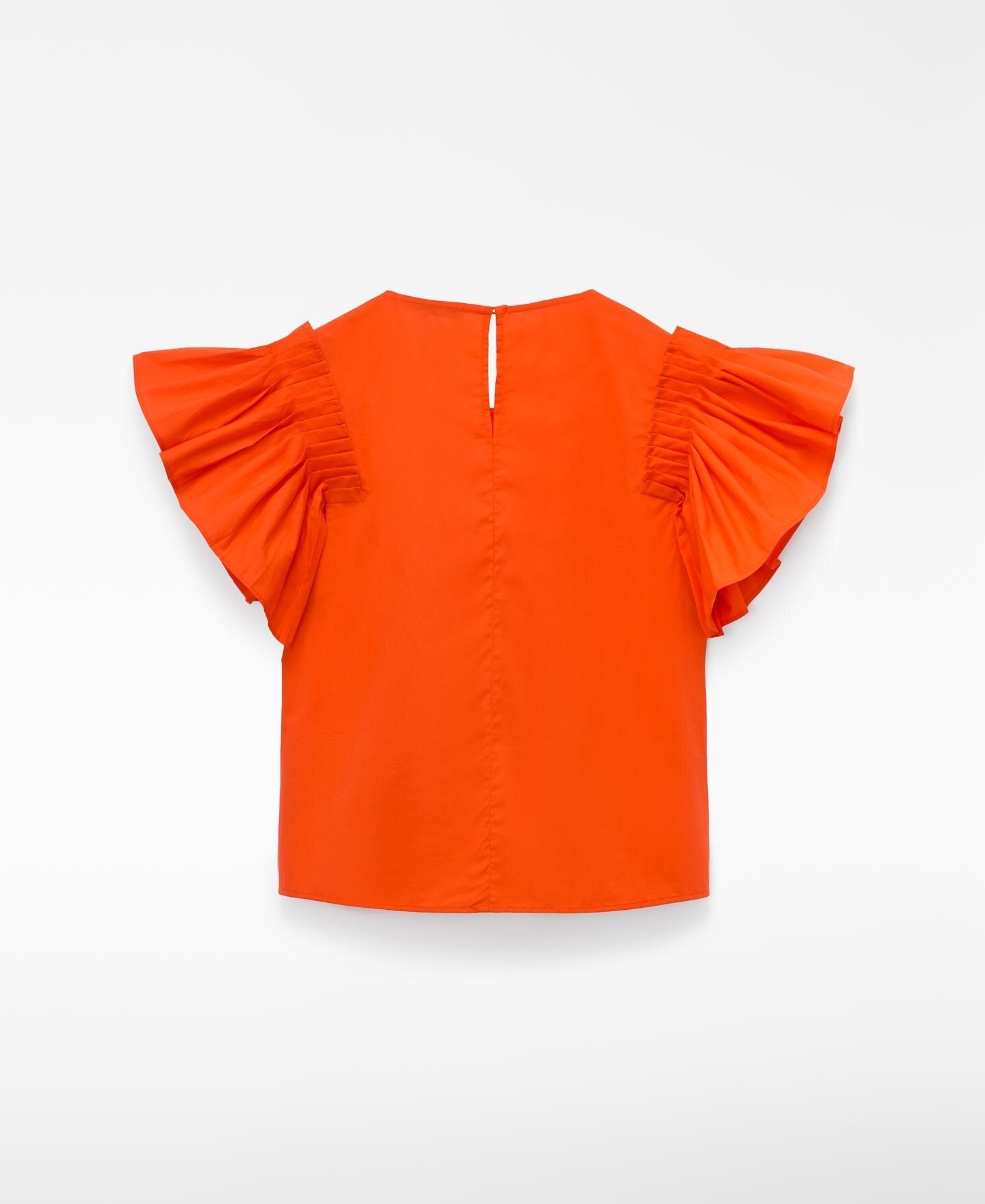 Crop Top de Algodão com Folhos Vermelho-6