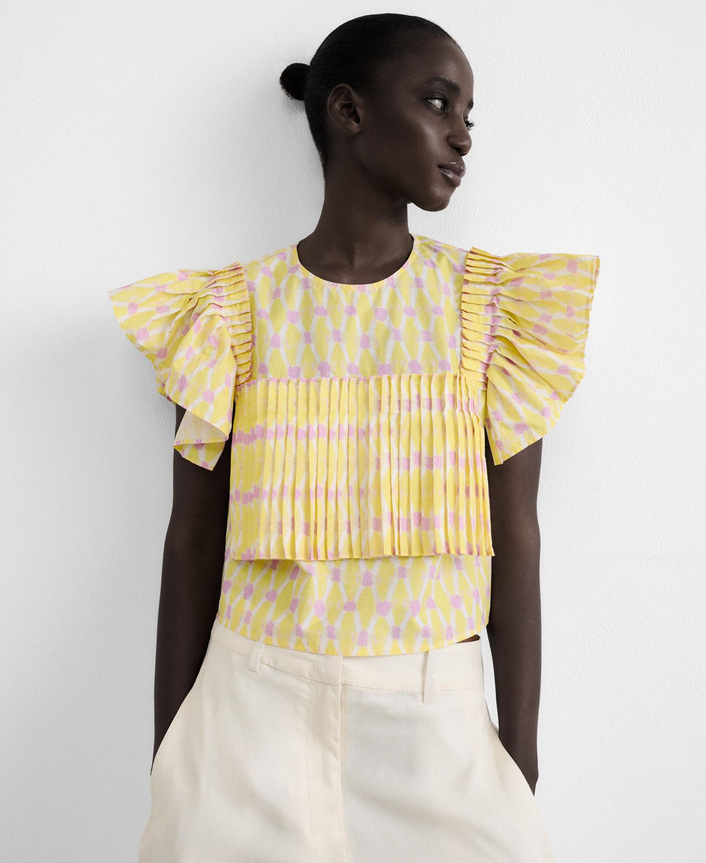 Imagem 0 de Crop Top de Algodão Estampado com Folhos