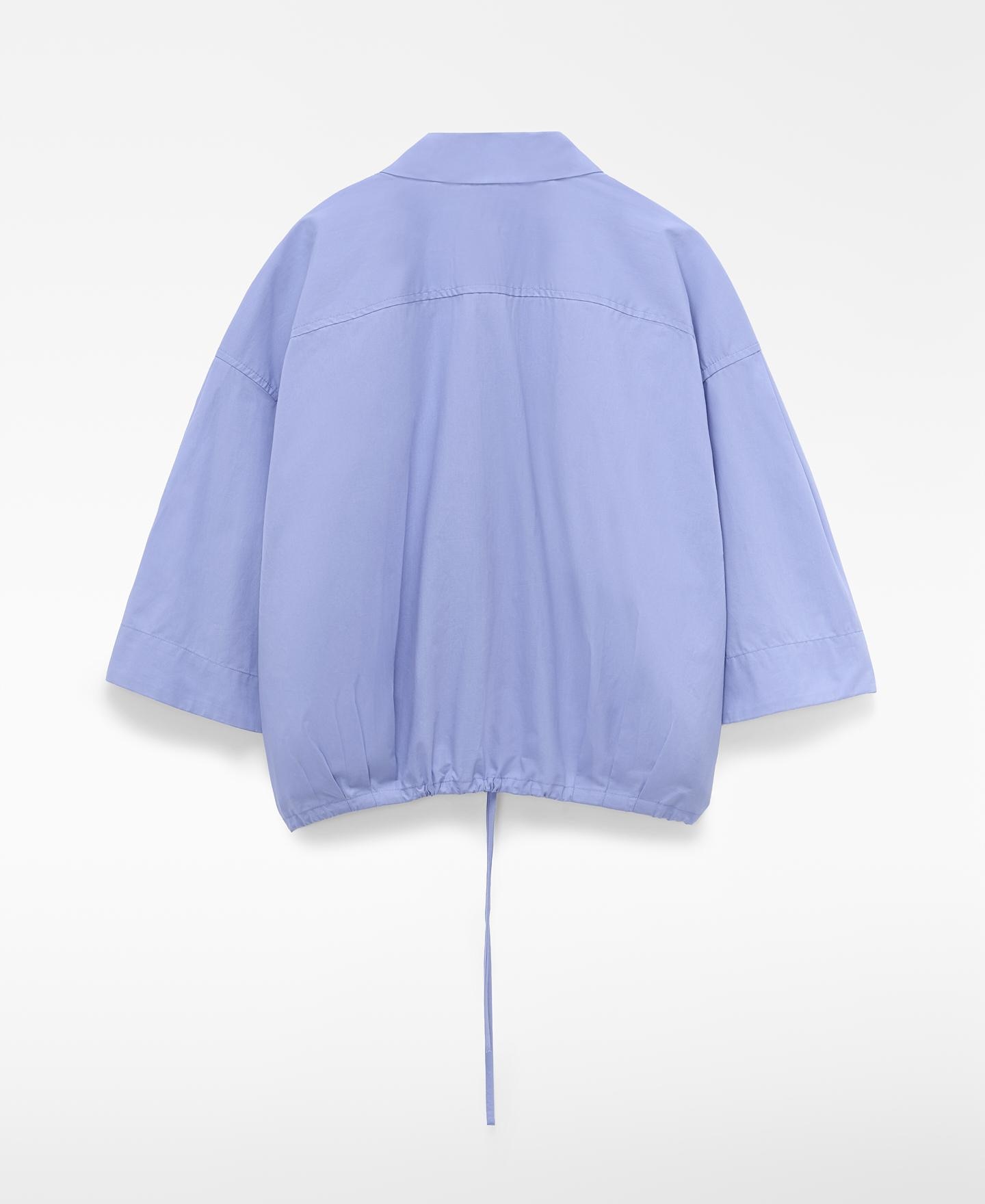 Camisa Corte Boxy com Bainha Ajustável em Algodão Azul-2