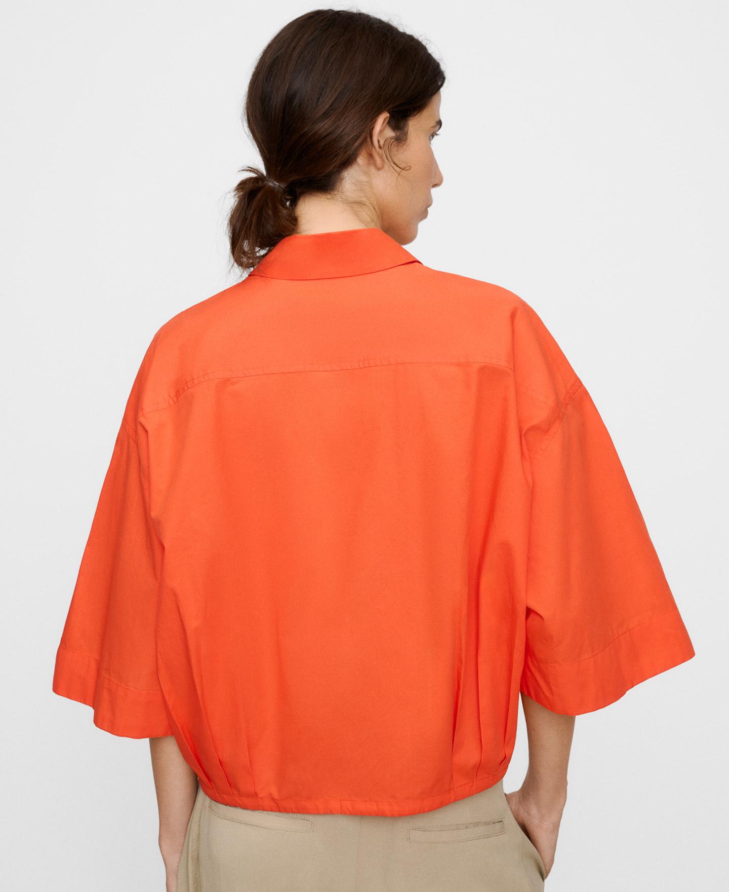 Camisa Corte Boxy com Bainha Ajustável em Algodão Coral-3