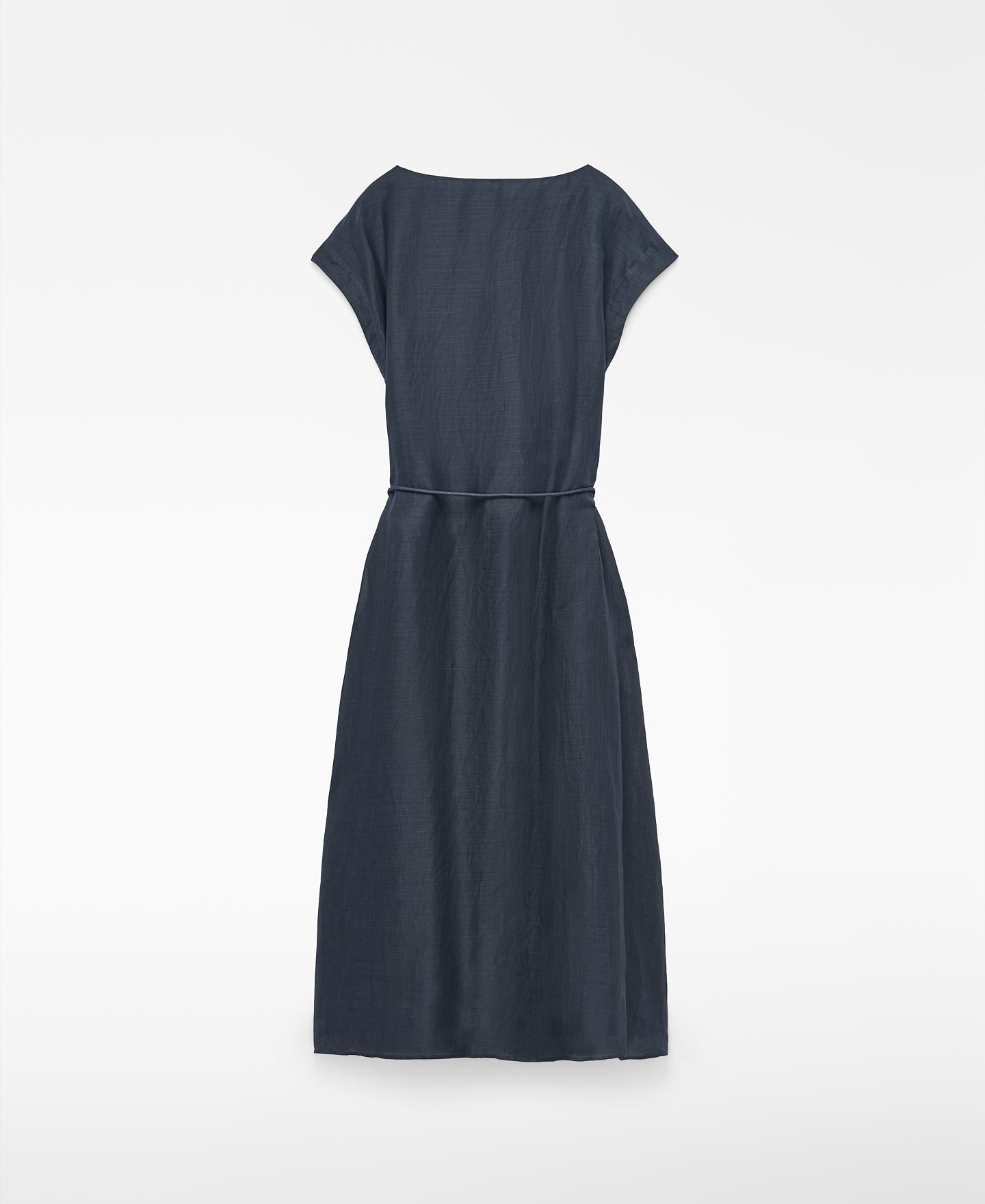 Vestido Midi Evasé em Rami Cinzento-escuro-2