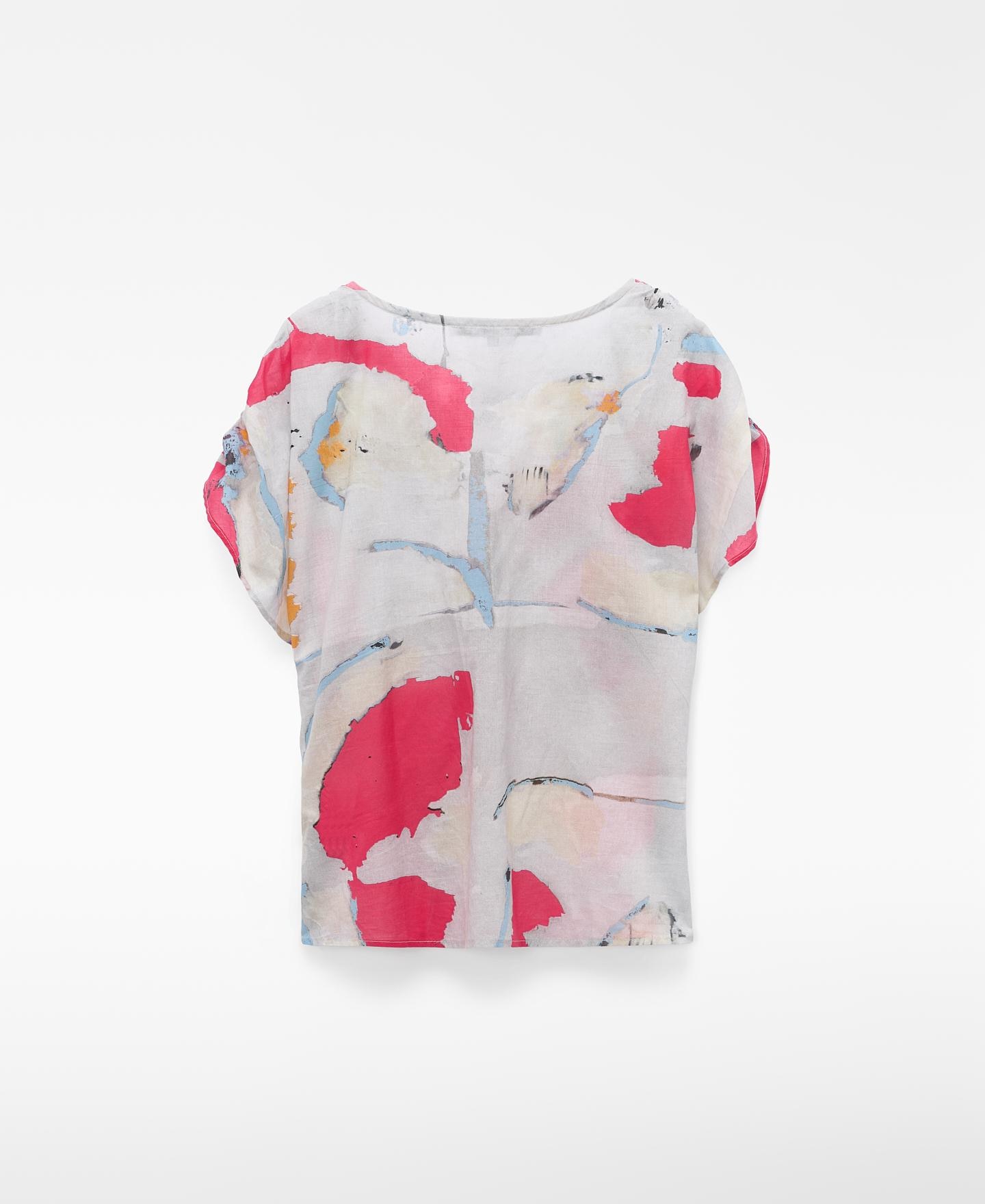 Top Franzido em Algodão Estampado Crómio / Laranja-6