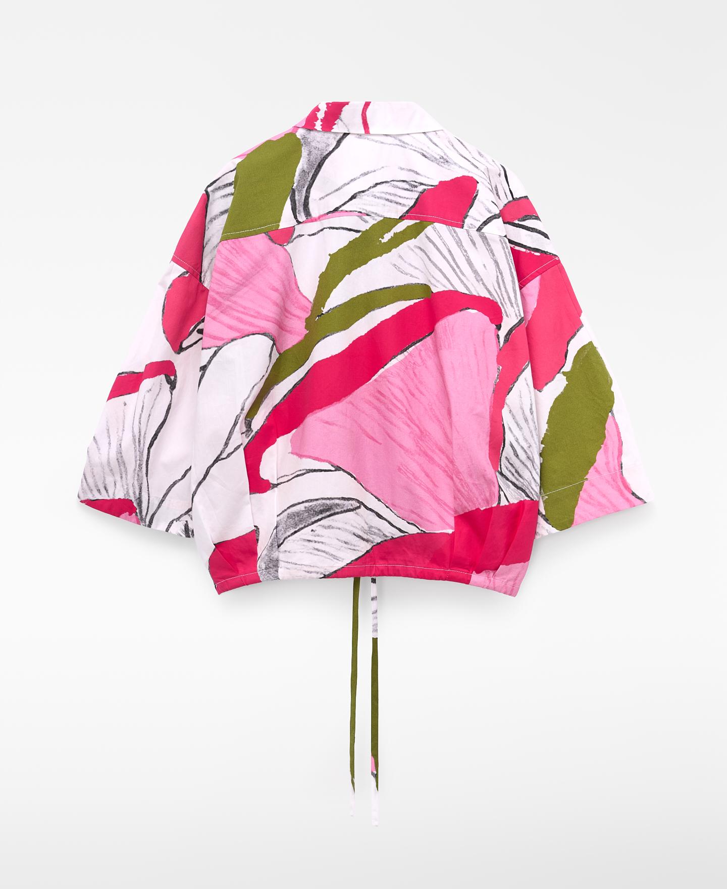 Camisa de Manga Curta Boxy Estampada Multicolor-6