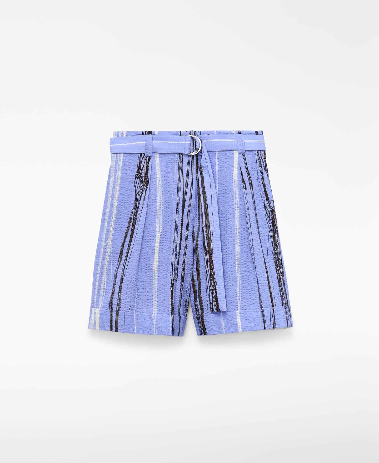 Bermudas Às Riscas Irregulares em Tecido Seersucker Azul claro / azul marinho-5