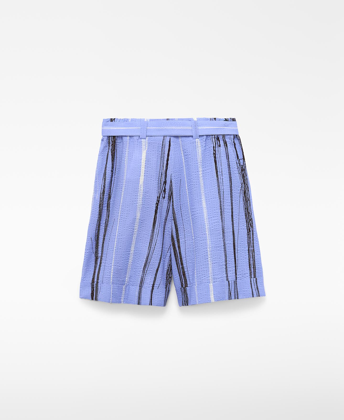 Bermudas Às Riscas Irregulares em Tecido Seersucker Azul claro / azul marinho-6