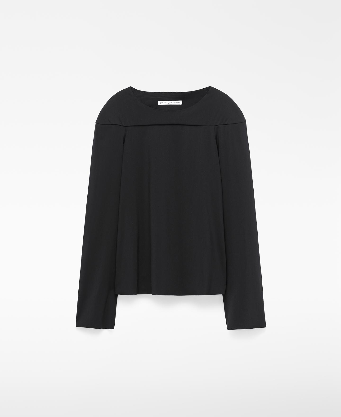 T-shirt de Manga Comprida com Ombreiras Preto-5