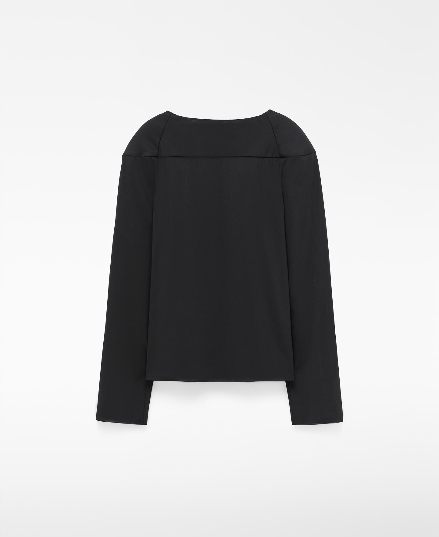 T-shirt de Manga Comprida com Ombreiras Preto-6