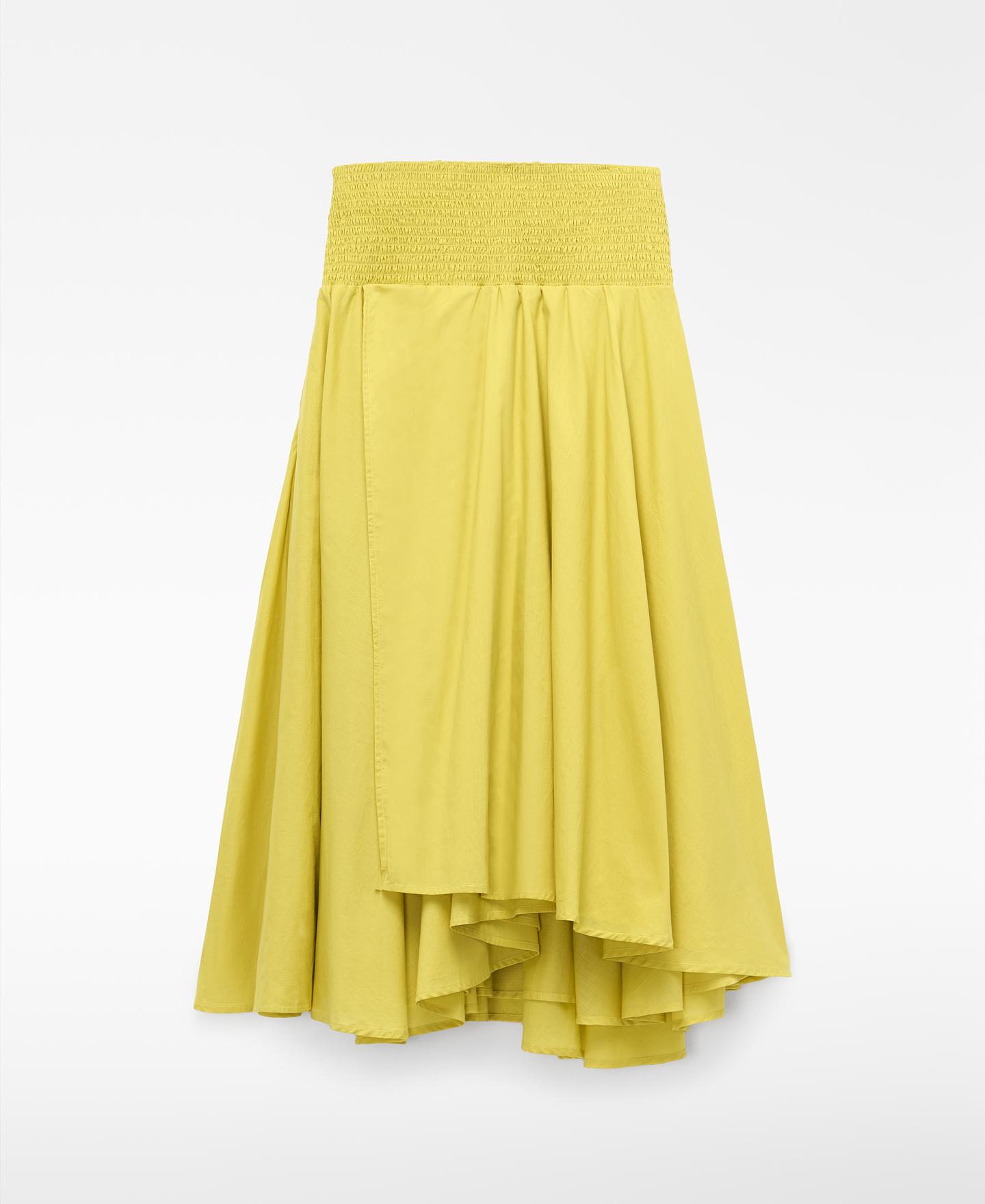 Saia Midi de Algodão com Bainha Assimétrica Amarelo-5