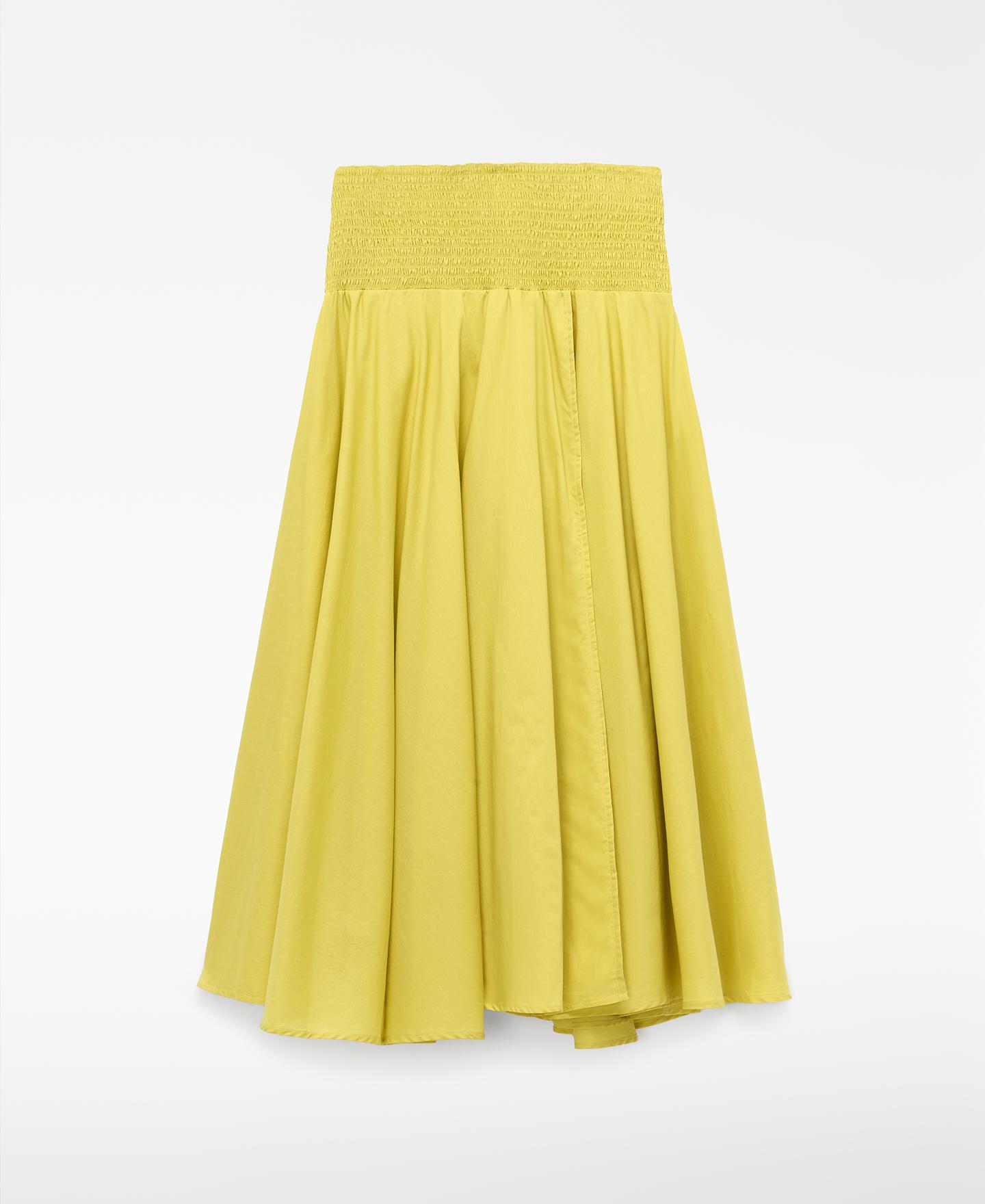 Saia Midi de Algodão com Bainha Assimétrica Amarelo-6