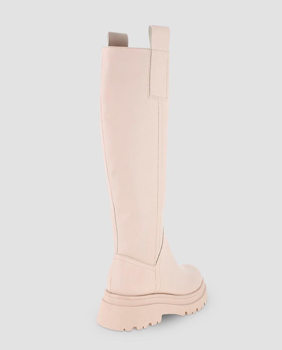 Botas de Cano Alto com Plataforma Bege-3