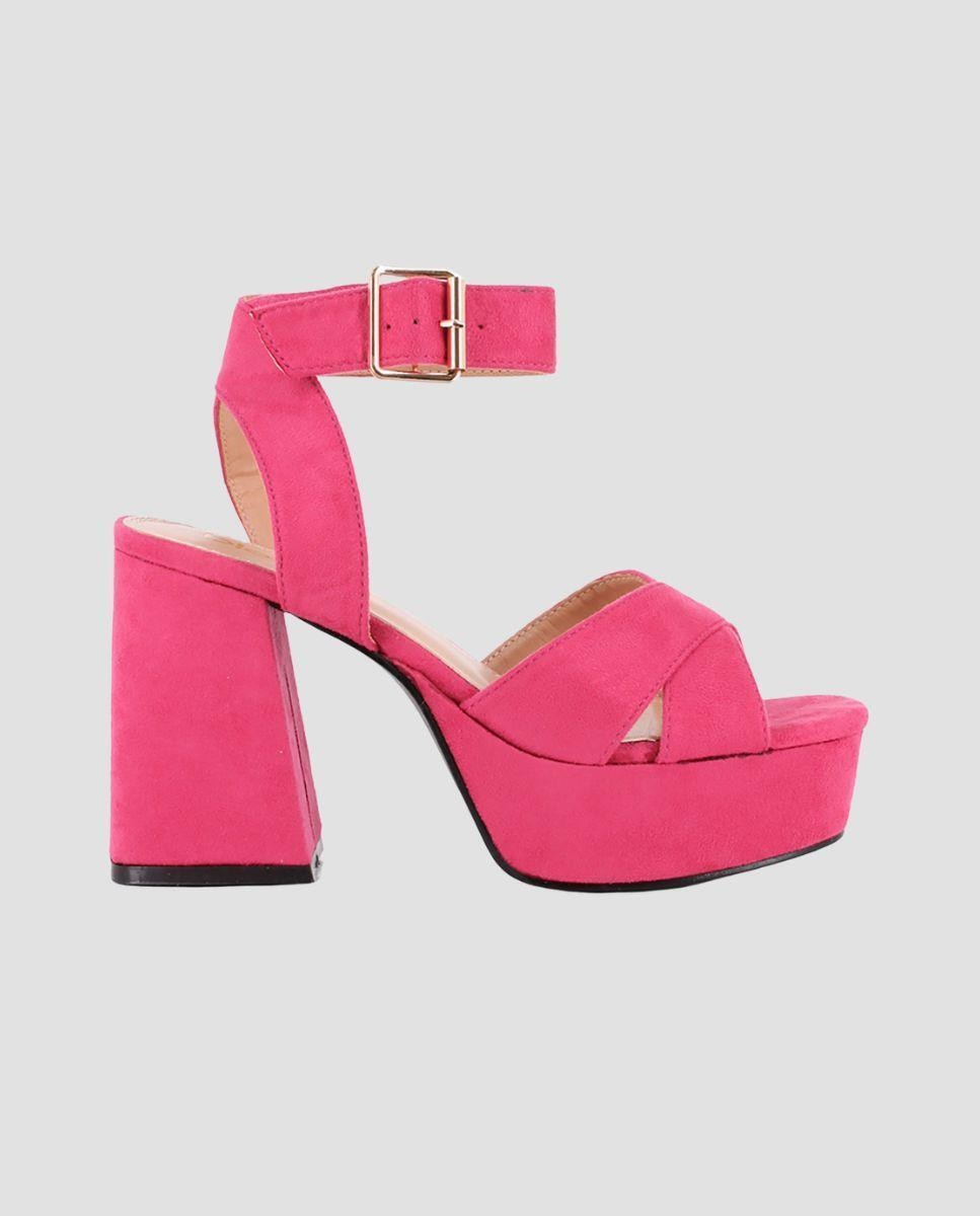 Imagem 0 de Sandálias de Salto com Tira Dupla e Biqueira Quadrada