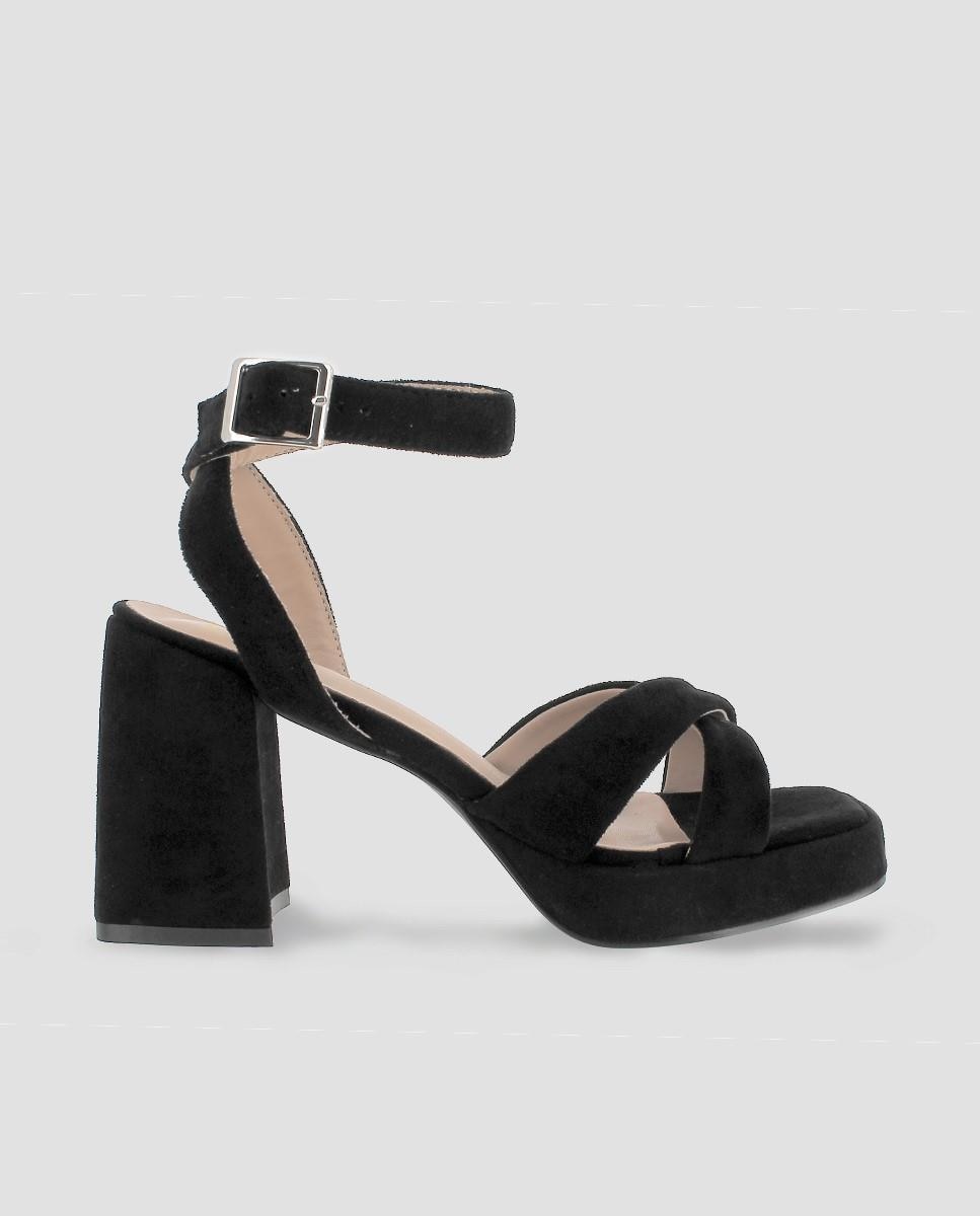 Imagem 0 de Sandálias de Salto com Fecho de Fivela e Biqueira Quadrada