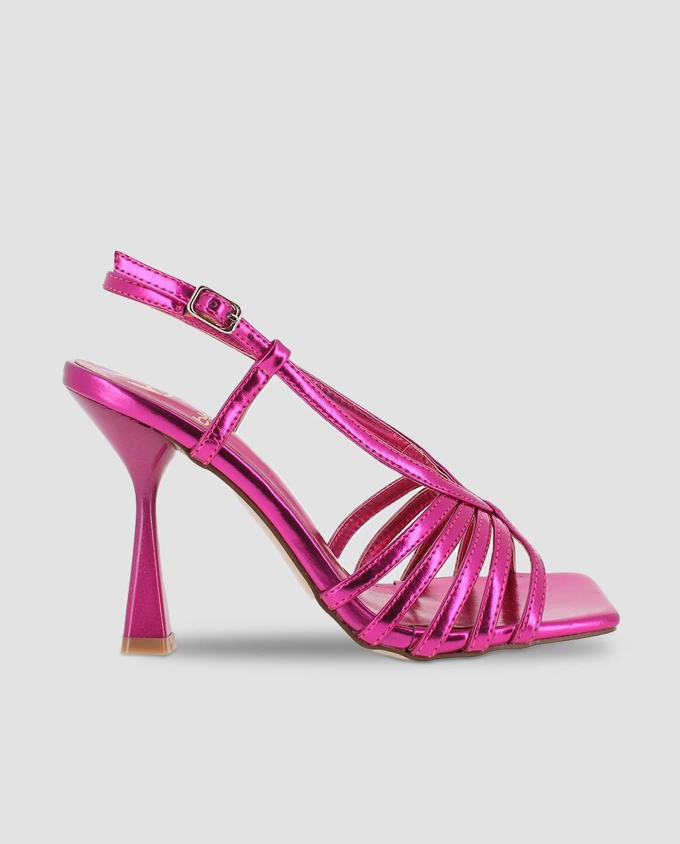 Imagem 0 de Sandálias de Salto com Tiras e Biqueira Quadrada