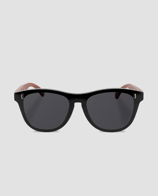 Imagem 0 de Óculos de Sol Polarizados em Preto com Hastes Efeito Madeira