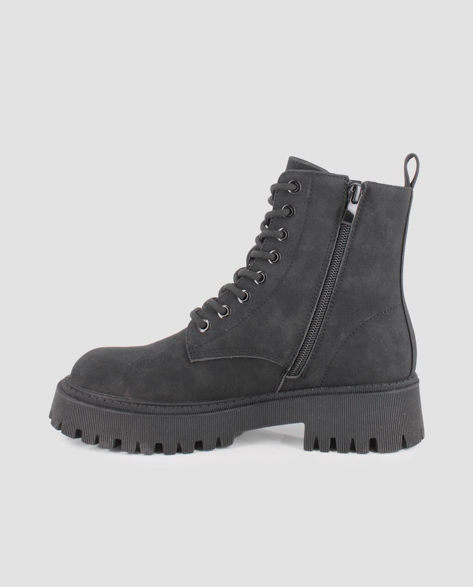 Botins de Cano Médio com Atacadores Preto-4