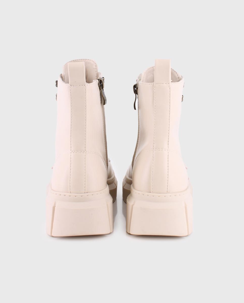 Botins de Cano Médio com Atacadores Bege-3