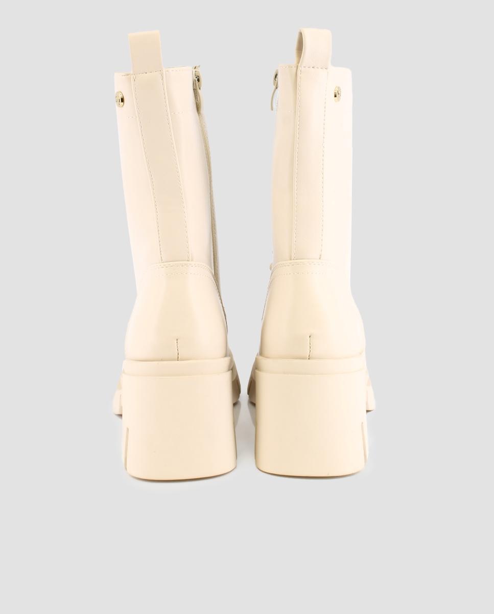 Botas de Cano Alto com Detalhe de Fivela Bege-4