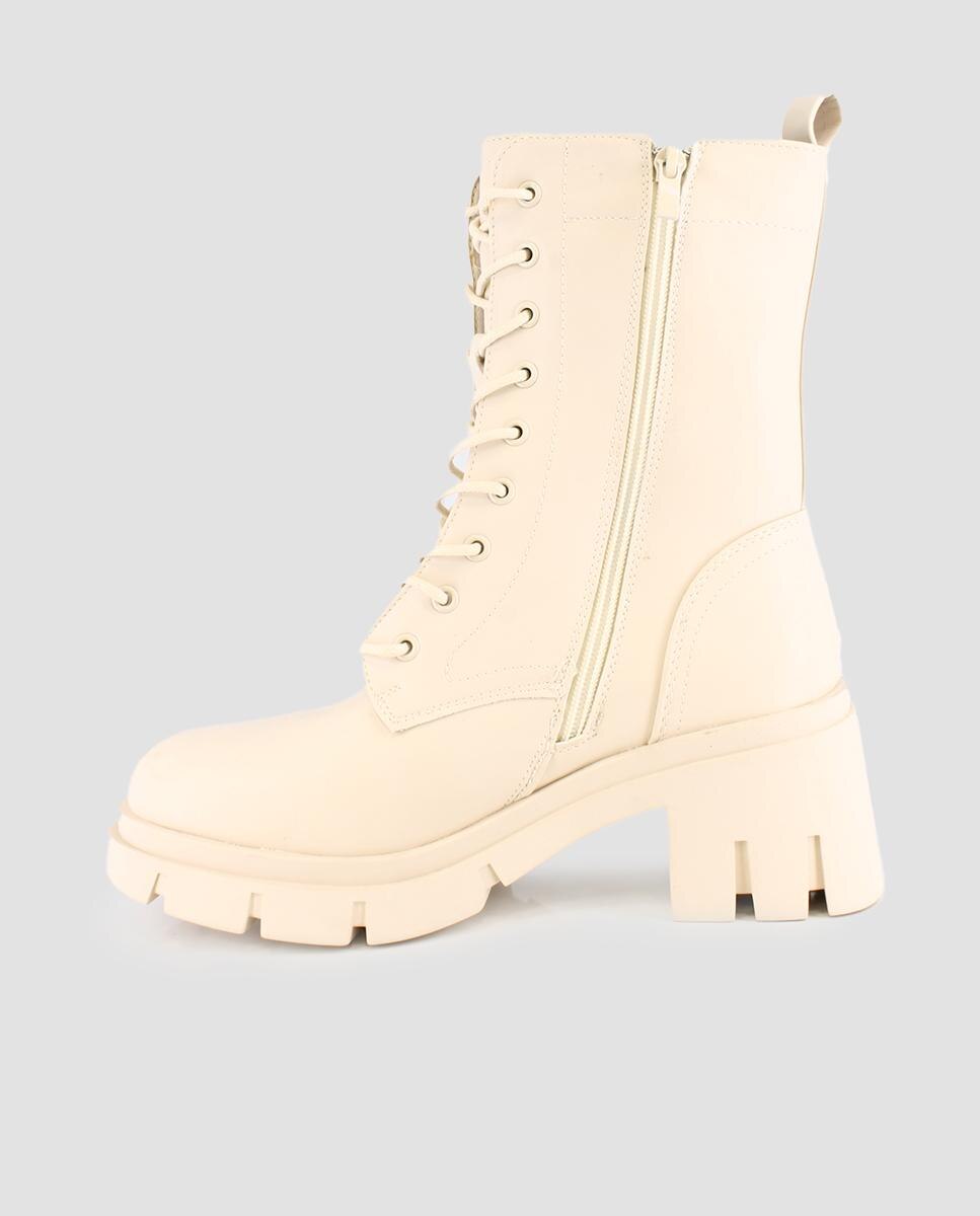 Botas de Cano Alto com Detalhe de Fivela Bege-5