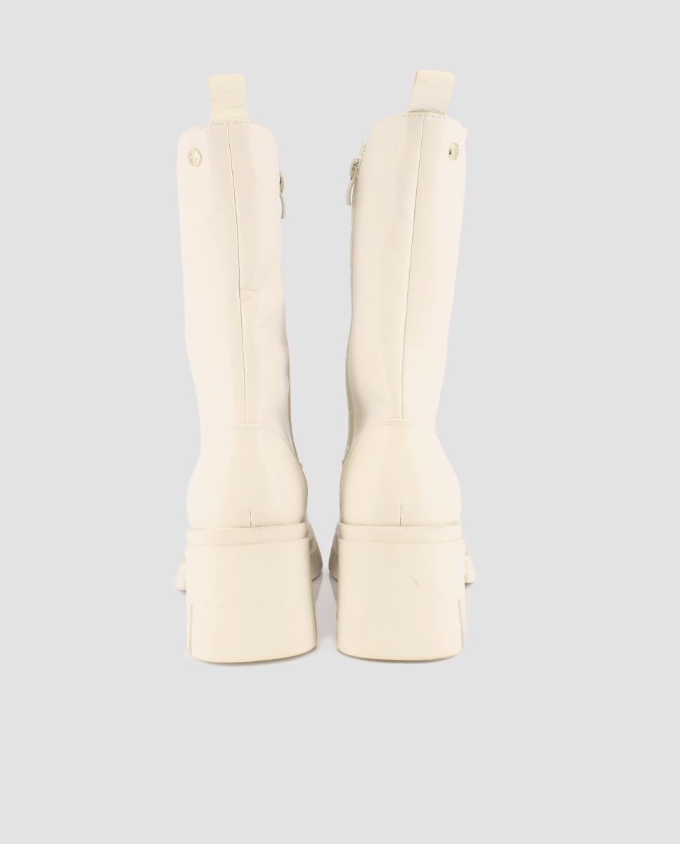 Botins Tipo Chelsea com Elásticos Laterais Bege-4