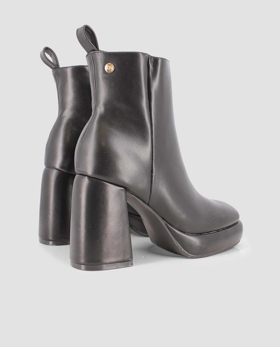 Botins com Cano Médio e Tacão de Bloco Preto-3