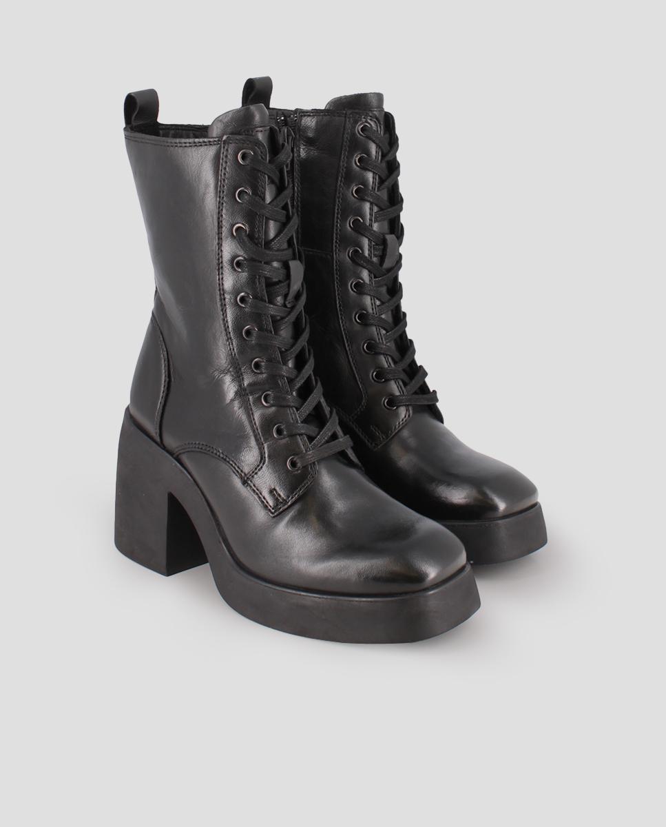 Botins de Pele Tipo Militar Preto-2