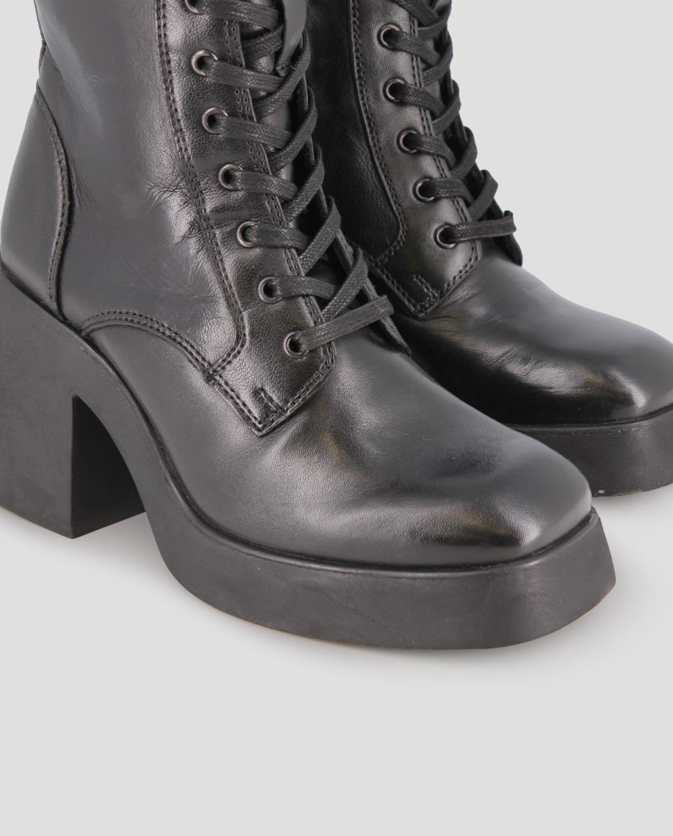 Botins de Pele Tipo Militar Preto-4