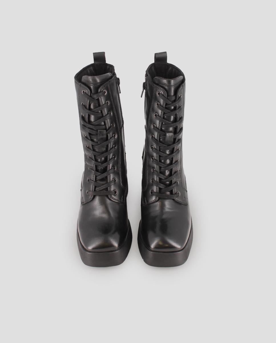 Botins de Pele Tipo Militar Preto-5