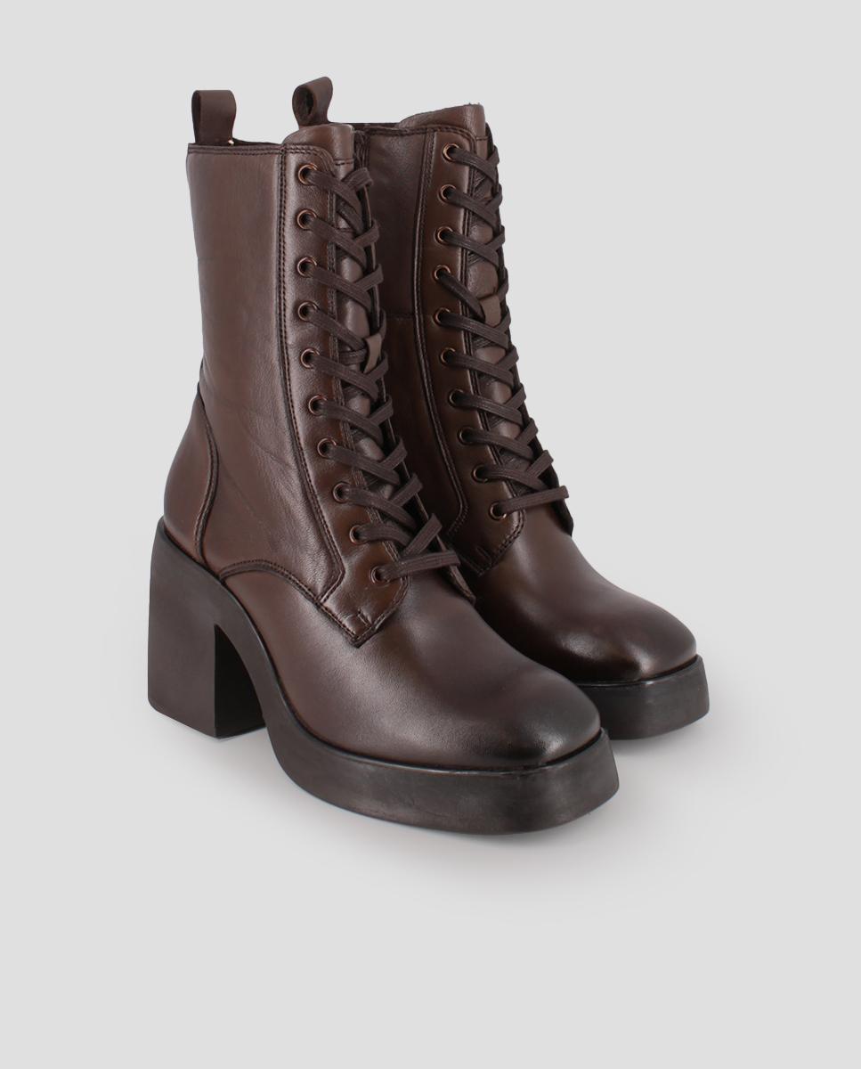 Botins de Pele Tipo Militar Castanho-2