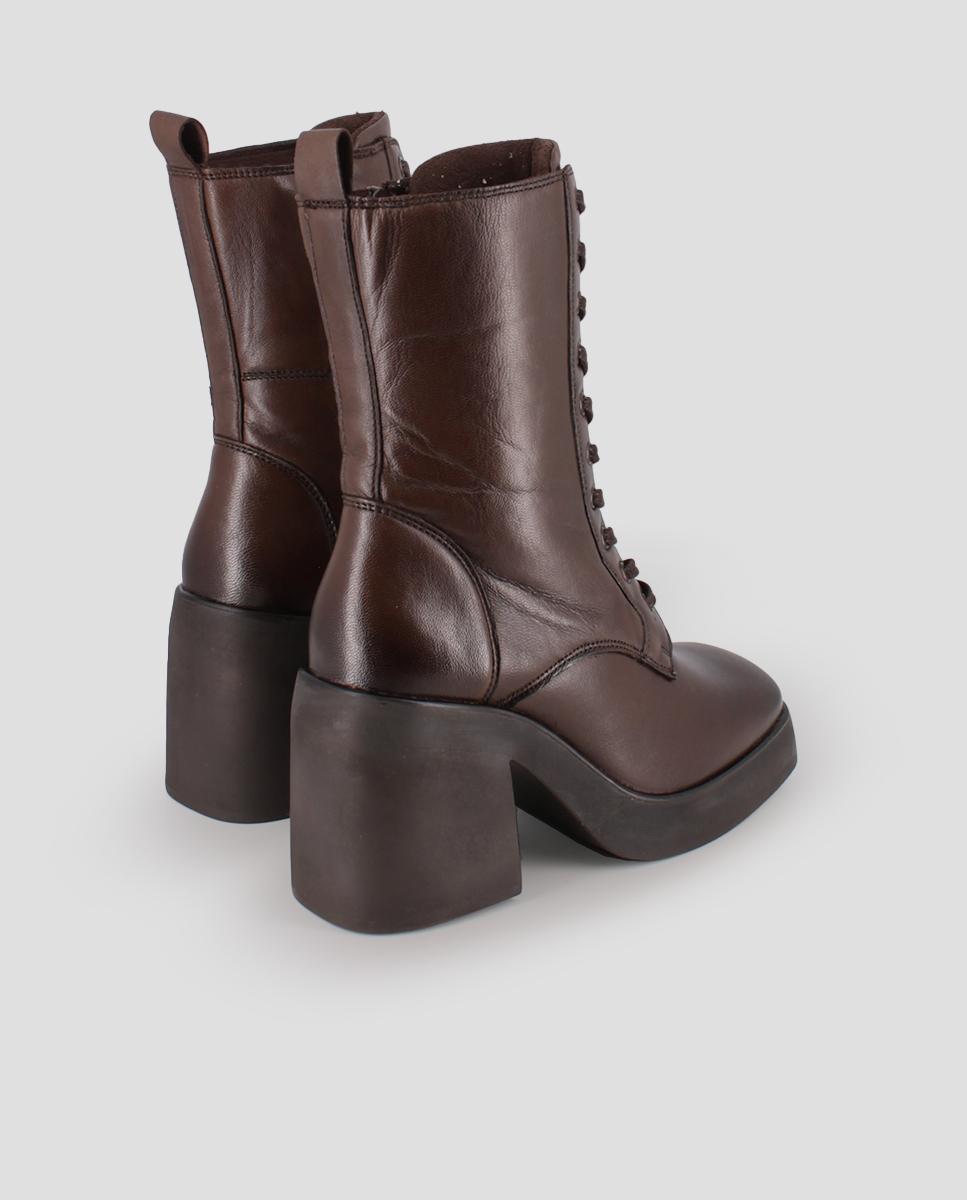 Botins de Pele Tipo Militar Castanho-3