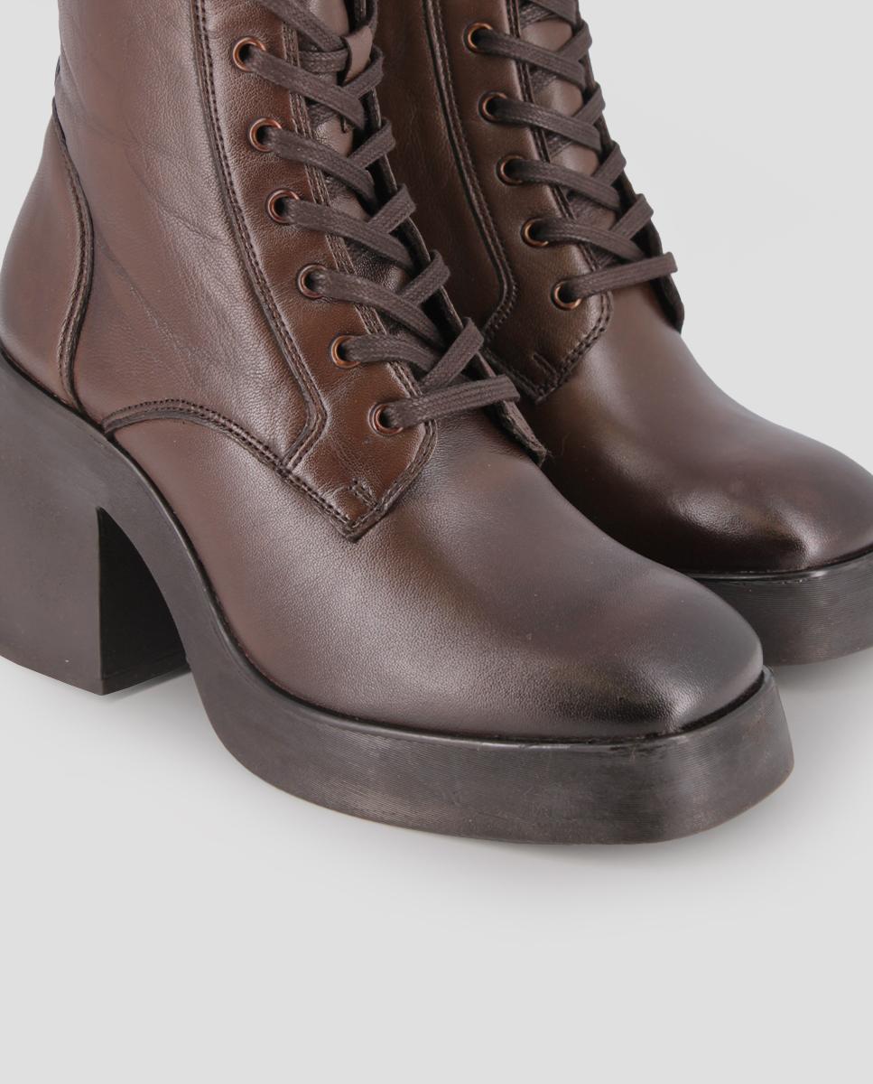 Botins de Pele Tipo Militar Castanho-4