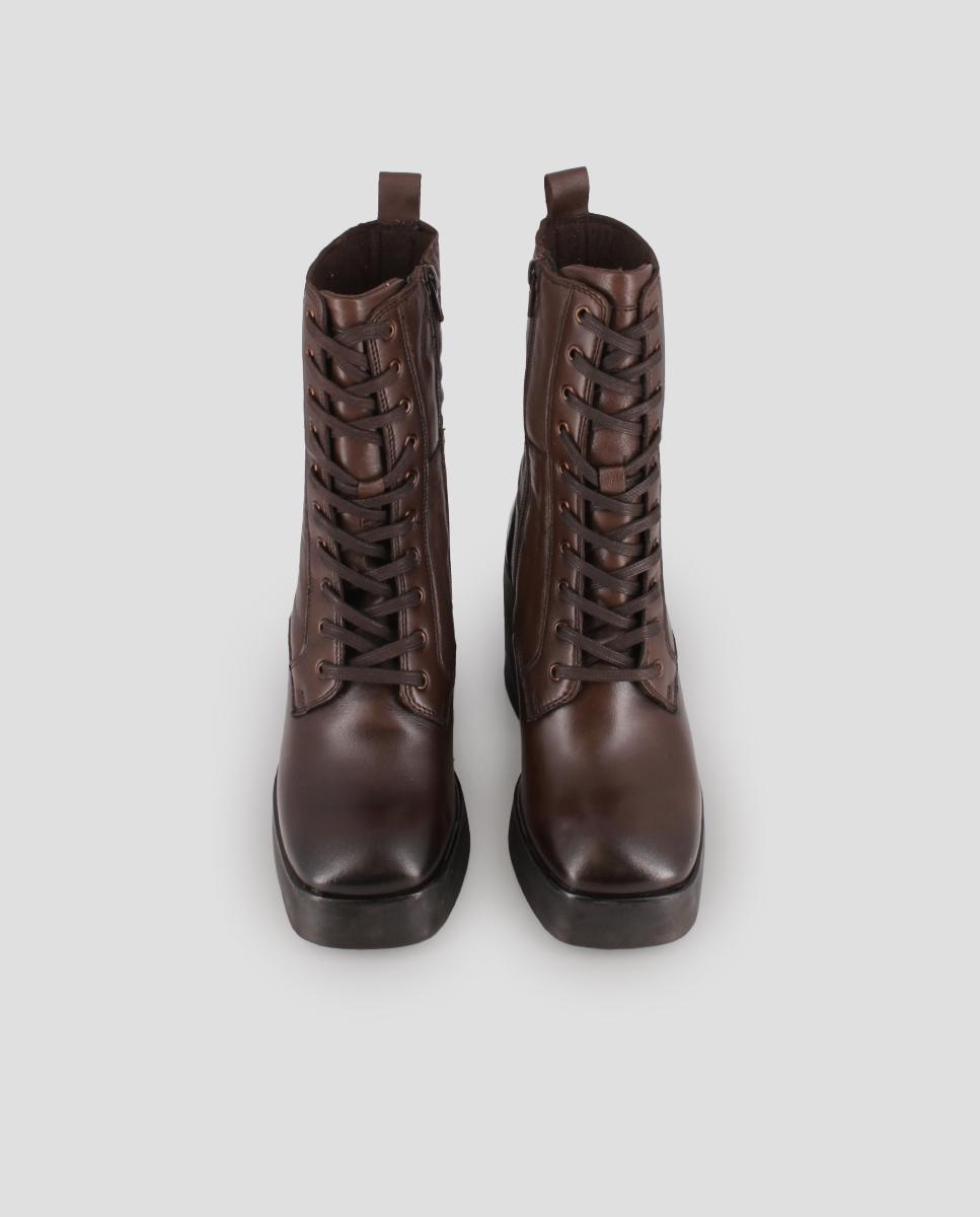 Botins de Pele Tipo Militar Castanho-5