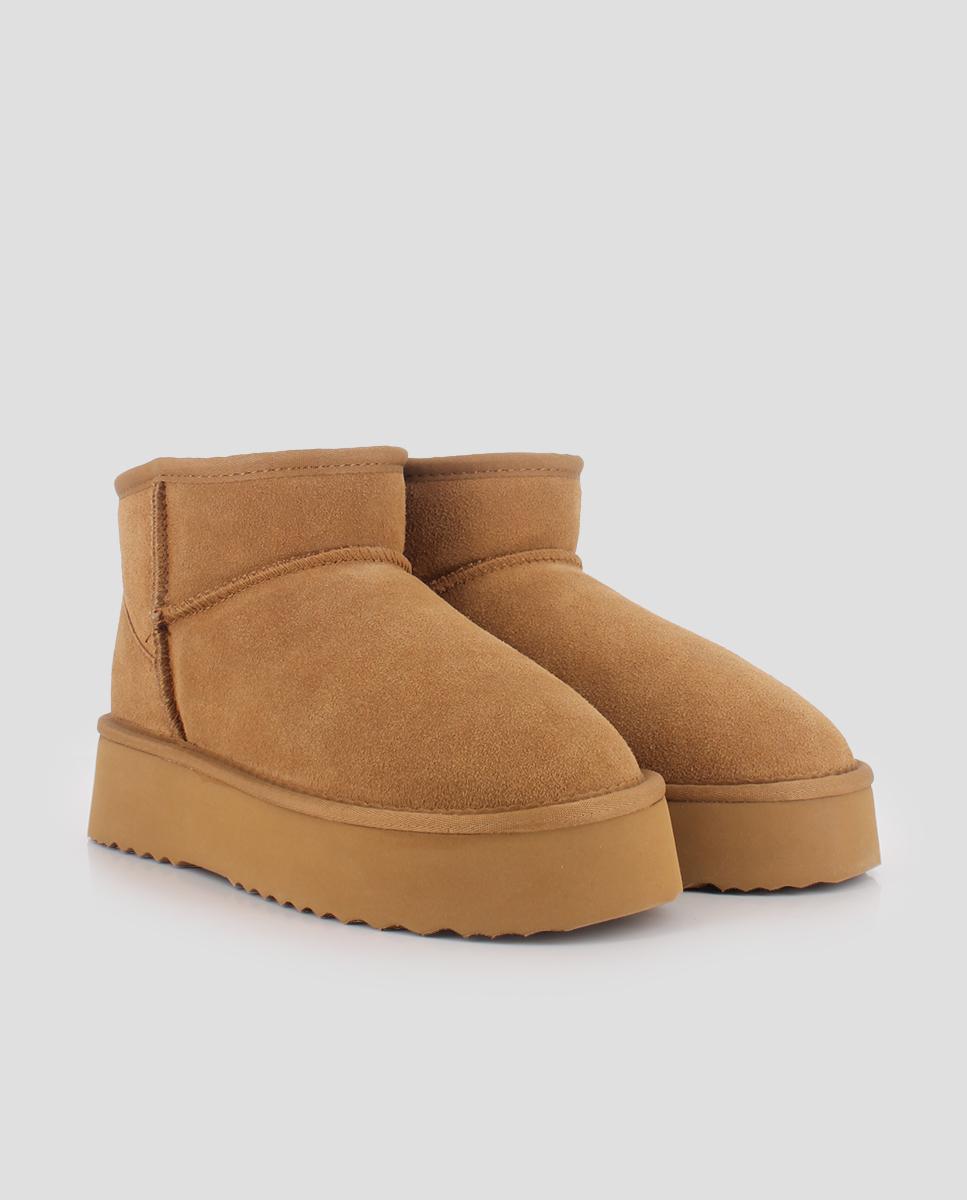 Botins Estilo Australianos com Plataforma Castanho-claro-2