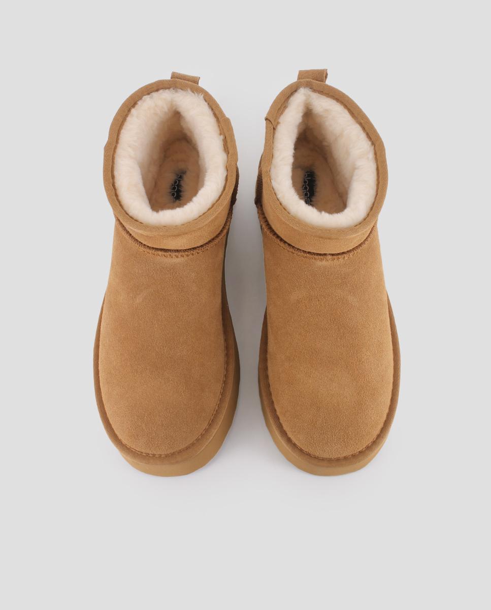 Botins Estilo Australianos com Plataforma Castanho-claro-5