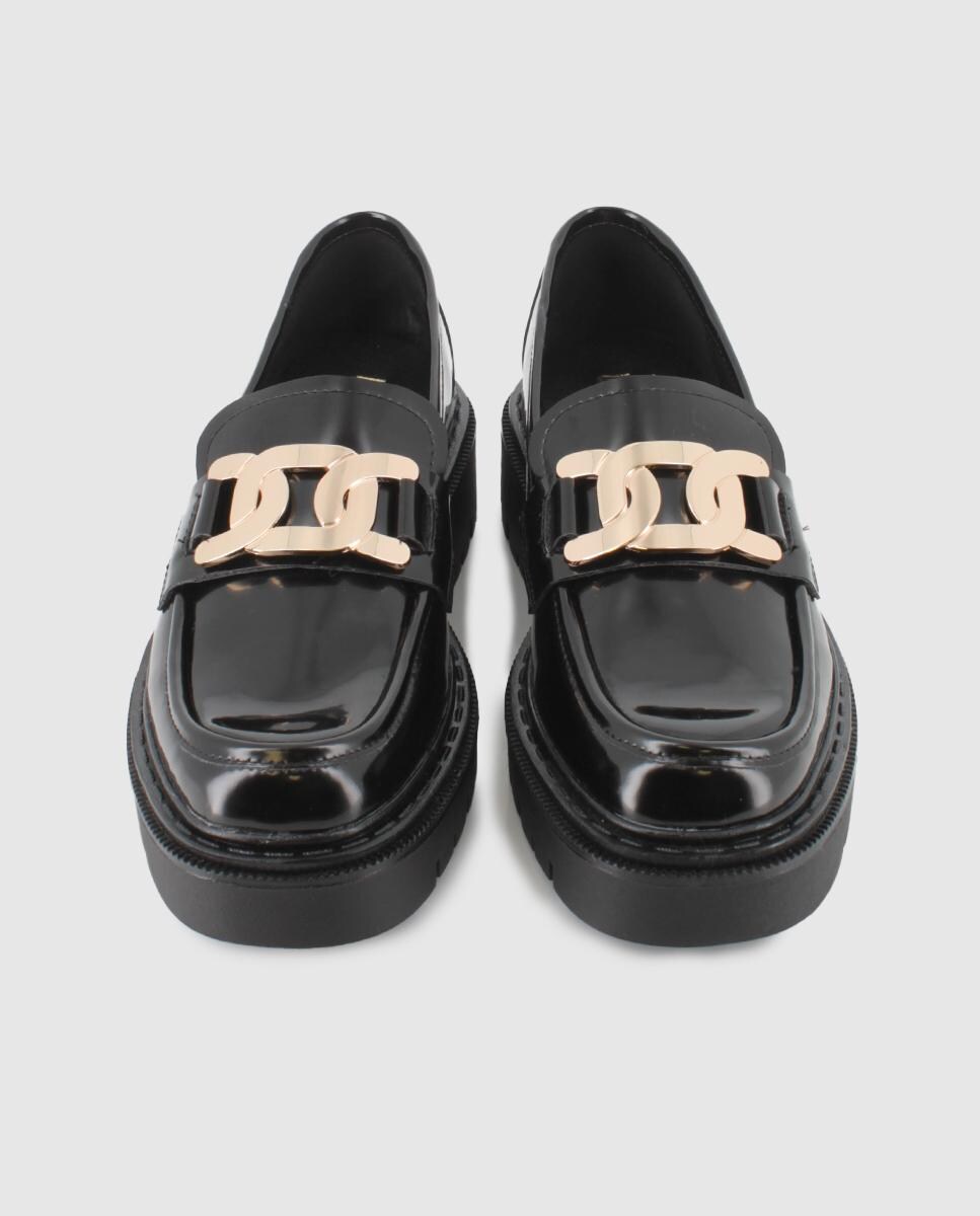 Mocassins com Sola Track e Biqueira Redonda Preto-4