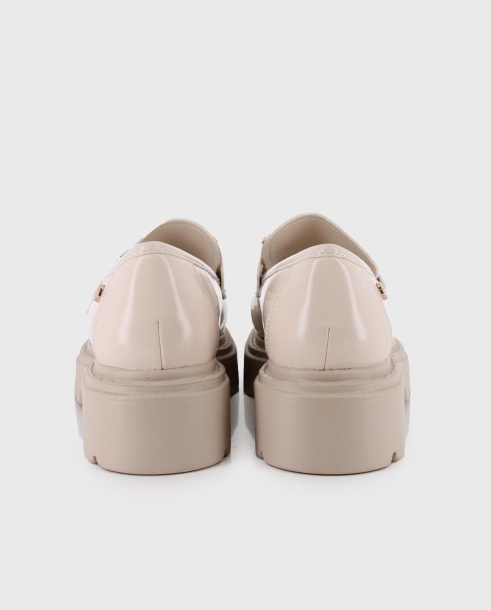 Mocassins com Sola Track e Biqueira Redonda Bege-3