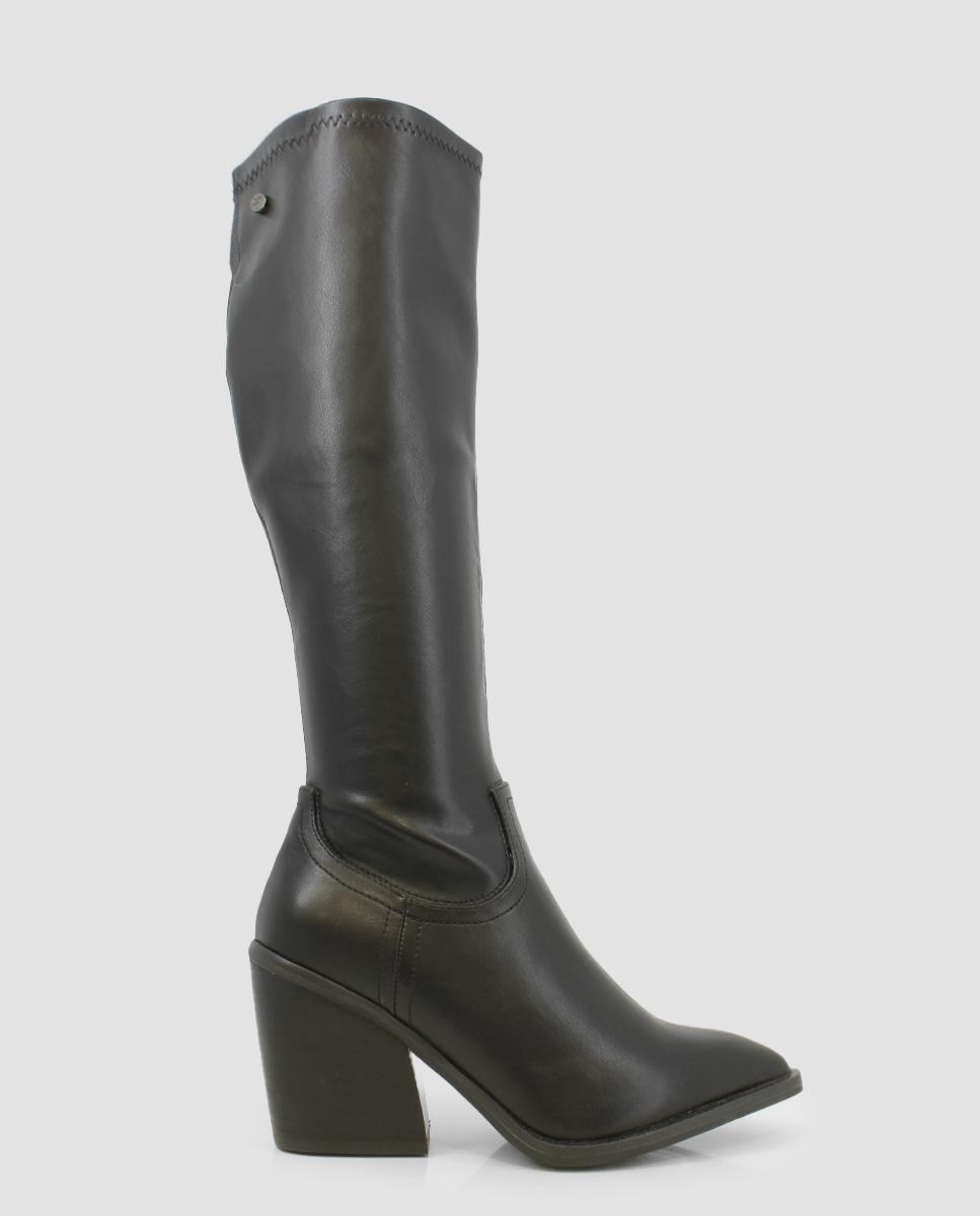Botas de Cano Alto com Biqueira Pontiaguda Preto-1