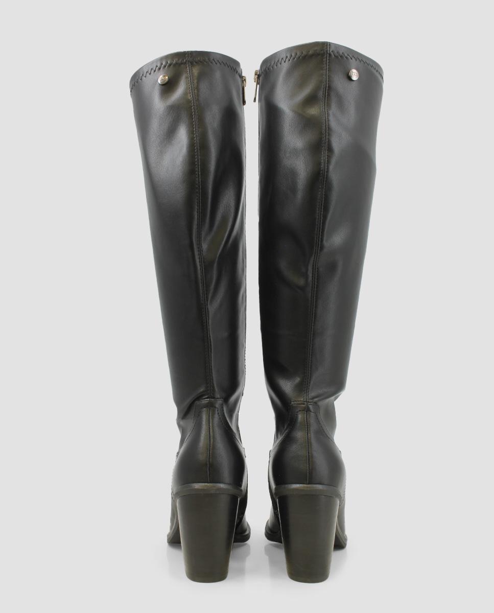 Botas de Cano Alto com Biqueira Pontiaguda Preto-3
