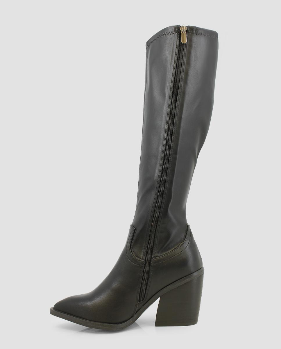 Botas de Cano Alto com Biqueira Pontiaguda Preto-4