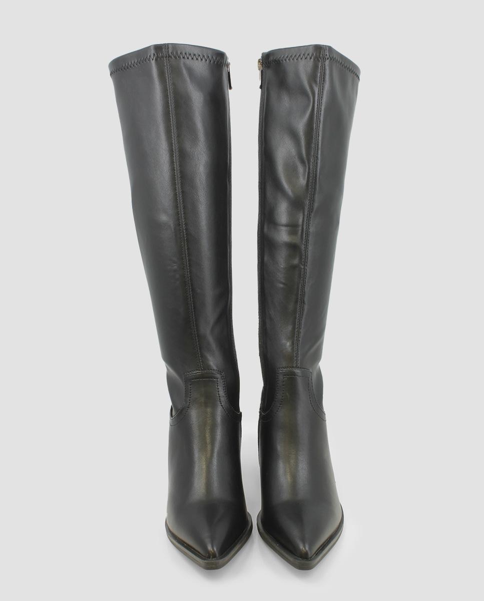 Botas de Cano Alto com Biqueira Pontiaguda Preto-5