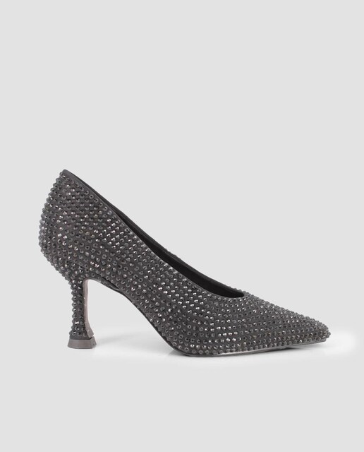 Imagem 0 de Sapatos de Salto com Pedraria em Preto