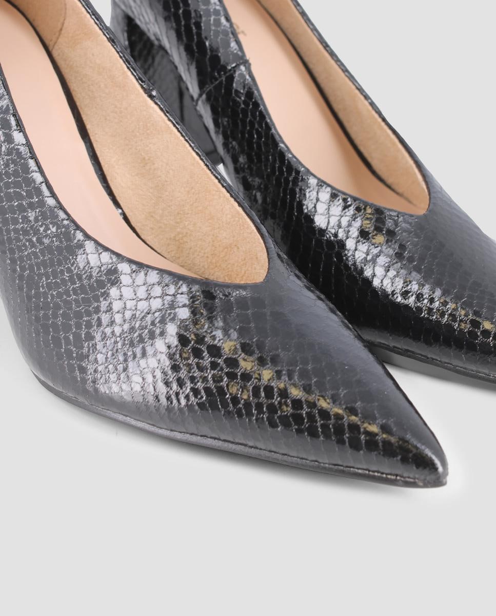 Sapatos de Salto com Biqueira Afiada e sem Cordões Preto-4