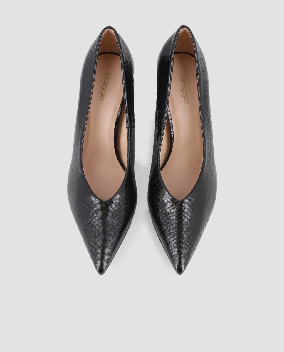 Sapatos de Salto com Biqueira Afiada e sem Cordões Preto-5