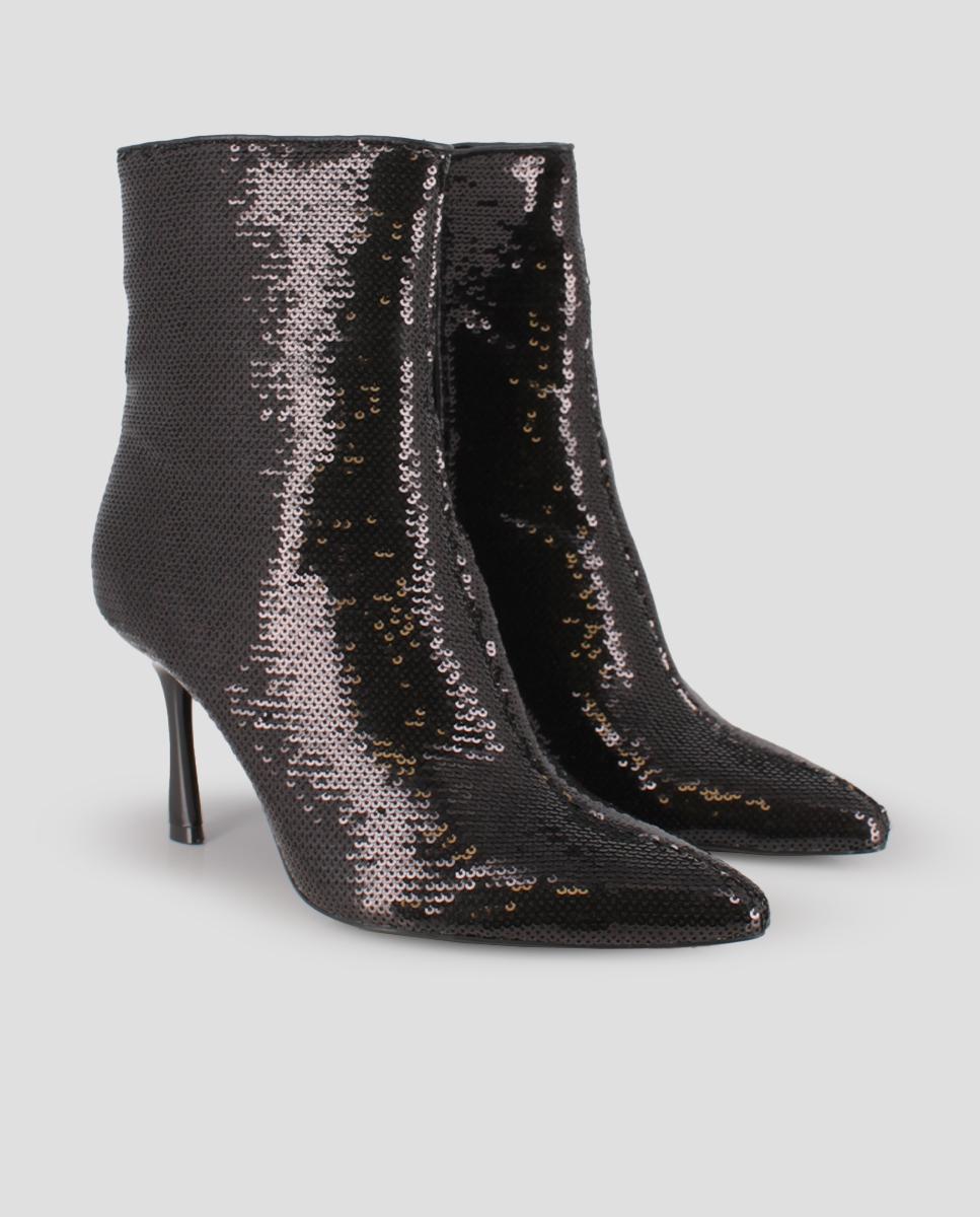 Botins com Lantejoulas em Preto Preto-2