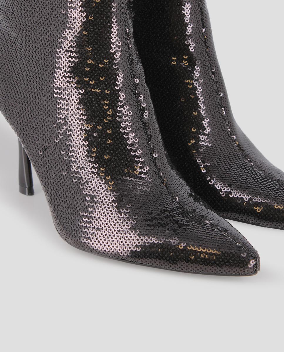 Botins com Lantejoulas em Preto Preto-4